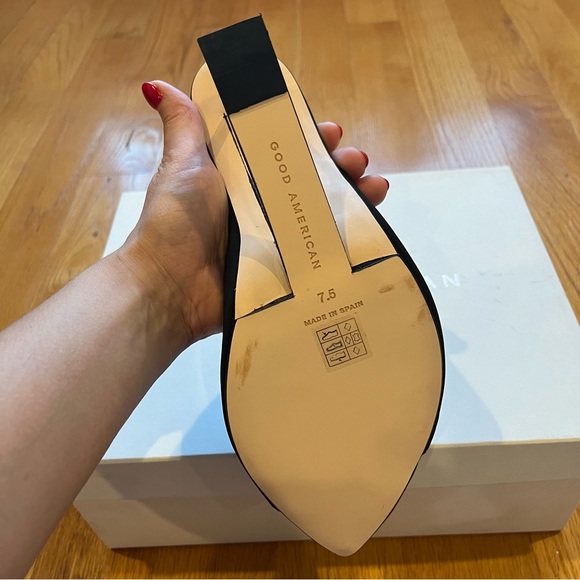 Good American Neoprene Clear Wedge Mule Sandals Block Heel Black Size 7.5 NWB - Picture 3 of 14